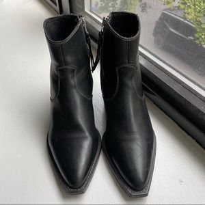 ALL SAINTS WESTERN STITCH DETAIL LEATHER BOOTS